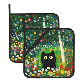 660844758 Gtevuts 2 Pack Colorful Garden Cats Pot Holders Heat Resistant Countertop Hot Pads