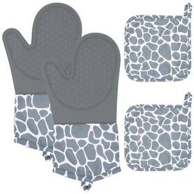Hadeeong 796647566886 Oven Mitts And Pot Holders Set 4pcs 500 F High Heat Resistant Wit