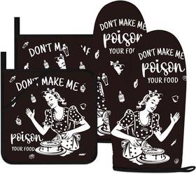 Op05-funny Haisuka Funny Oven Mitts And Pot Holders Sets Black