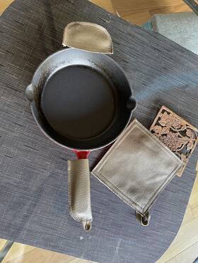 Handmade 658238792923 Usa Leather Cast Iron Pot Pan Skillet Handle Sleeve Cover Set