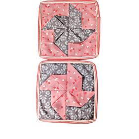 Aa-2br Handmade Country Pinwheels Potholders Rooster Stripes Red Gray Cotton Polyester 2-piece