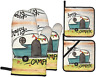 Happy Camping Camper Oven Mitts And Pot Holders Sets Of 4 Resistant Hot Pads Wit