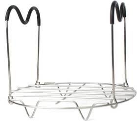 C40-117 Hapway Steamer Rack Trivet With Heat Resistant Silicone Handles Compatible Silver