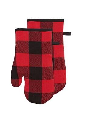 683412 Harman Red Black Buffalo Check Kitchen Baking Oven Mitt Set Of 2