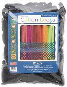 F555bk Harrisville Designs Toys Cotton Potholder Loops 10 Inch Pro Size Make 2 Potholders Black
