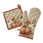 X7016610815002 Harvest Autumn Pumpkins Oven Mitt And Pot Holder Set