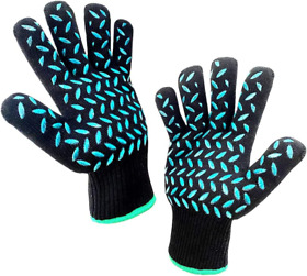 Heat Resistant Gloves Oven Black Bbq For Grilling B