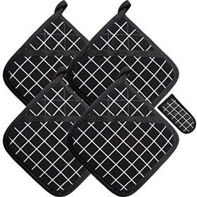 Heat Resistant Potholders Hot Pads 4 Kitchen Pot Holders Set With 1 Pan New