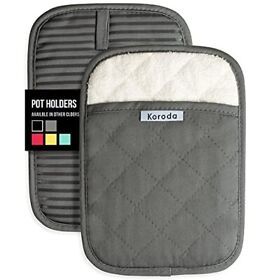 Heat Resistant Potholders With Organic Cotton Terry Cloth And Silicone Grip