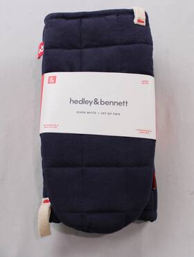 Hb001699 Hedley & Bennett And Unisex 2-pack Quilted Oven Mitts Ac2 Blueberry 10.5 Inch X5 Nwt