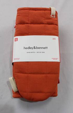 Hb001700 Hedley & Bennett And Unisex 2-pack Quilted Oven Mitts Ac2 Paprika Red 10.5 Inch X5 Nwt