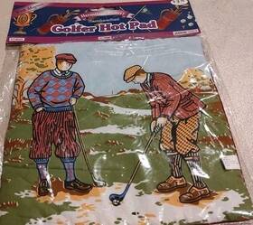 Pt-8025 Hermitage Vintage Golfer Hot Pad Pottery Magnets 1996 Cotton 100% Loom Co Sealed