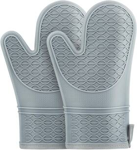 Hesee 313019679601 Silicone Oven Mitts Heat Resistant 2pcs With Soft Cotton Lining