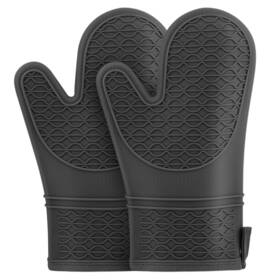 Hesee 717020353558 Silicone Oven Mitts Heat Resistant 2pcs With Soft Cotton Lining