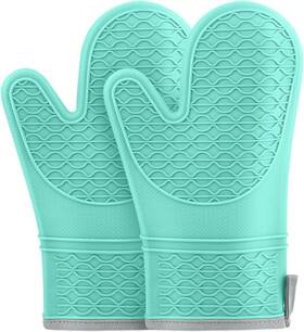 Hesee 717020353572 Silicone Oven Mitts Heat Resistant 2pcs With Soft Cotton Lining Wat