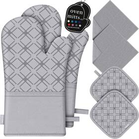 Hgyi 445040875820 Oven Mitts And Pot Holders Set With Dishcloths 500 Degree Heat Resistant G