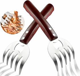 Hiffion 770264143378 Meat Shredder Claws Stainless Steel Forks 8.6 Inch Chicken Red
