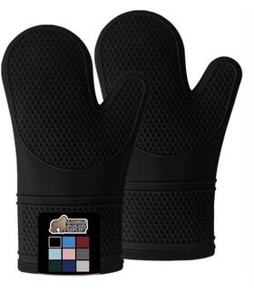 Hills Point Industries Llc 840029620854 Gorilla Grip Heat And Slip Resistant Silicone Oven Mitts Set Soft Cotton Lining
