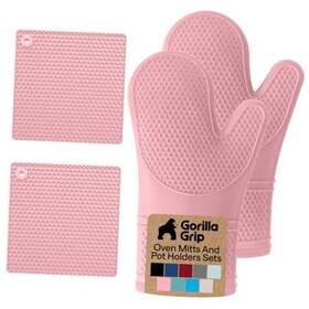 W2a383 Hills Point Industries Llc Bpa-free Soft Silicone Oven Mitts And Pot 12.5 Inch 7 Trivets Pink