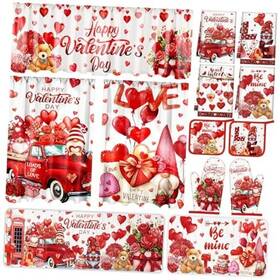 Sic-hillsuren-0953 Hillsuren 13 Pcss Day Kitchen Sets With Towels Non Slip Mats Curtains Valentine