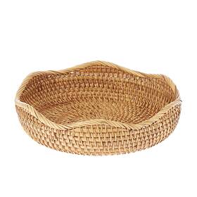 01154 Hipiwe Natural Rattan Tray Wicker Storage Bowls Hand Medium Color