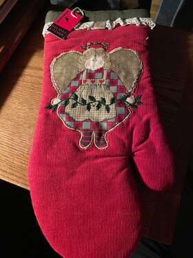 Holday Kitchen 720894301044 Holiday Kitcen Chefsmitt Inch Country Christmas Angel 7 X14 Red Nwt
