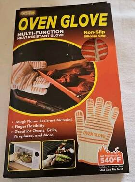08-1653-2pc Hom Innovation 1glove Heat Resistant Oven Glove Hot Surface Handler Mitt Grilling Kitchen