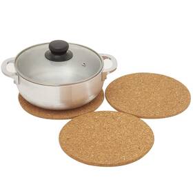 Home Basics 886466371737 Set Of 3 7.5 Inch Round Natural Cork Trivet