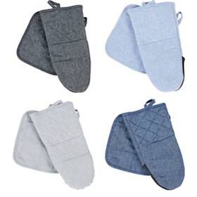 Kt35466 Home Basics 2-pack Double Layered Cotton Oven Mitten And Potholder Set Assorted