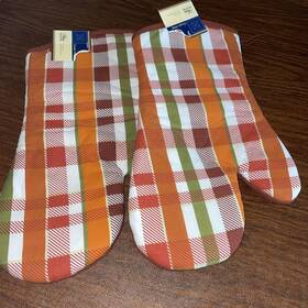 Home Collection 195464497173 Nwt Two Harvest Oven Mitts Autumn Colors 7 Inch X 13 Cotton