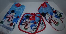 Home Collection 195464724132 4 Pc. Snowman Kitchen Set - Towel/2 Potholders/oven Mitt Brand New