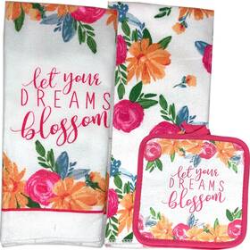 253073 Home Collection Let Your Dreams Blossom Spring Theme Set Pot Holder Towels