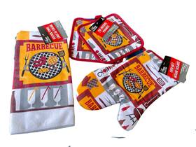 Home Collection 639277069078 4 Pc Barbecue Accessory Set - Oven Mitt And 2 Pot Holders 1 Kitchen Towel- New