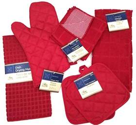 Home Collection 784851696789 Kitchen Towel Set With 2 Quilted Pot Holders Oven Mitt Dish Drying