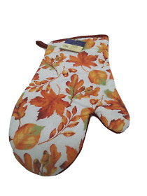 187247 Home Collection Kitchen Oven Mitt Orange Fall Harvest Leaves Cotton 7 X 13 Inch