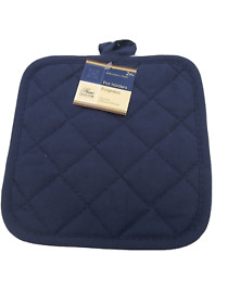 Home Collection Kitchen Pot Holders 2 Pack Blue Cotton Heat Resistant Accessory