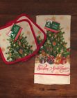 Home Collection Red Christmas Holiday Kitchen Towel And Pot Holders