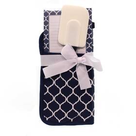 48738 Home & Garden 8.50in Navy Ogee Pot Holder Set Fabric Spatula Magnetic Pad