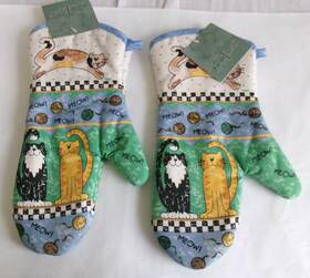 Home Trends 029441284886 Cats Oven Mitts Set Of Two Barth And Dreyfuss Nwt