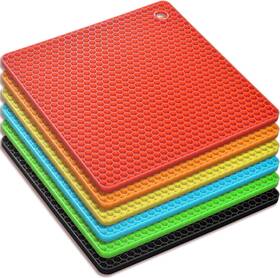 265st60124 Homedge Silicone Square Trivets Mat 6 Packs Multipurpose Non Slip Heat Resistant Pot