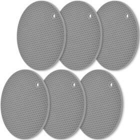 284dwg20524 Homedge Silicone Trivets Mat 6 Packs Multipurpose Non Slip Heat Gray