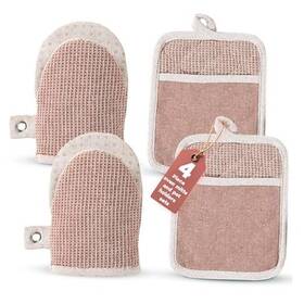 Cpovnmit4pc-crse Homespun Cute Oven Mitts And Pot Holders 4-piece 4 Piece Set Canyon Rose