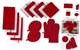 Kls16pc-red Homespun 16 Pc Kitchen Dish Towels Set - 6 Absorbent Terry Hand Red