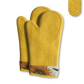 25010103 Hometyger Pair Of 2 Heat-resistant Silicone Oven Mitts Extra Sun Flower