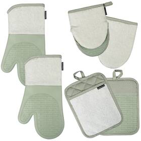 Homewear 722885564391 Marlow Silicone Extra Long Oven Mitt And Pot Holder 6 Piece Set With Mini Mit