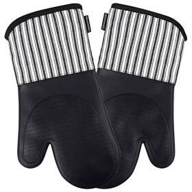 Homewear Linens 722885559694 Marlow Silicone Extra Long Oven Mitt 2 Piece Set Heat And Slip