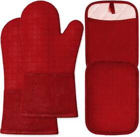 Homwe 313023389398 Silicone Oven Mitts And Pot Holders For Kitchen Baking - Set Of 4 Heat-r