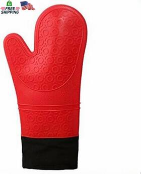 Homwe 313090165147 Bpa-free Soft Silicone Oven Mitts - Ultra Heat Resistant With Thick C