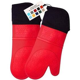 Homwe 639631472056 Extra Long Professional Silicone Oven Mitt Mitts With Quilted Liner Po