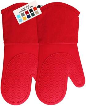 Homwe 850035221068 Extra Long Professional Silicone Oven Mitt Mitts With Quilted Liner Heat Re